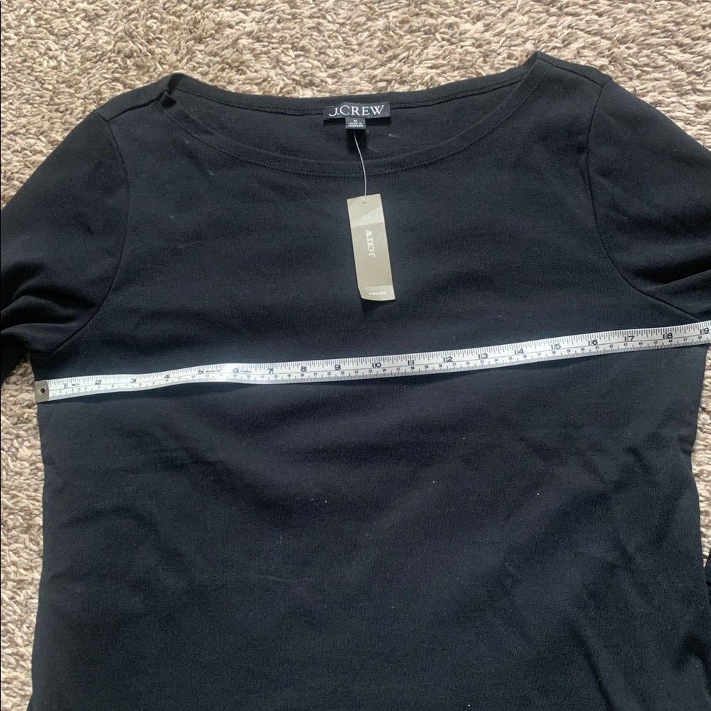 NWT J. Crew Black Long Sleeve Top with Feather Cuffs - Picture 4 of 4